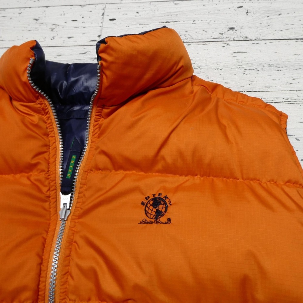 Eddie Bauer EBTEK Vest Mens 2XLT Blue Orange Down Puffer Reversible Ski Outdoor - Picture 13 of 15